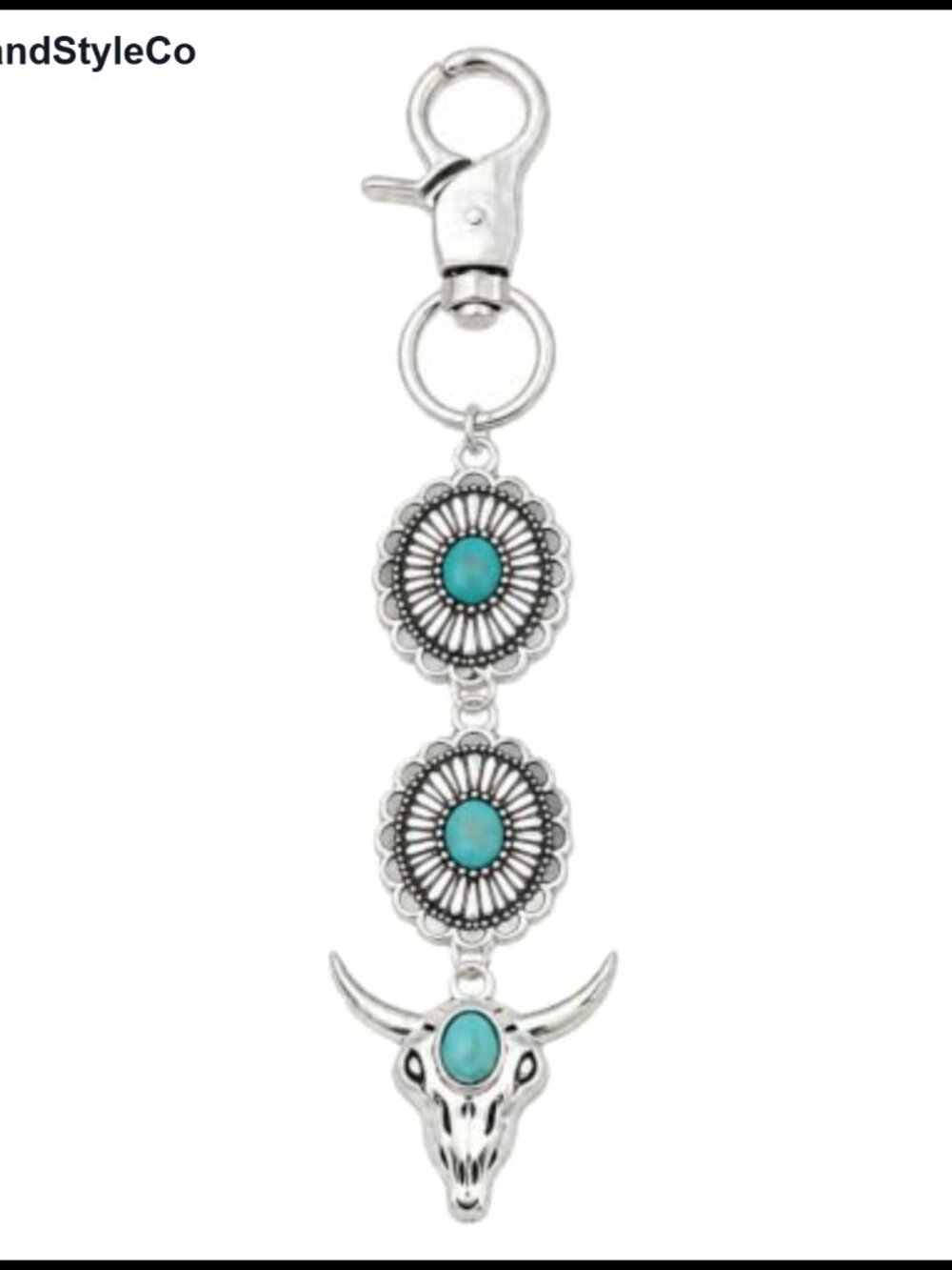 Western Boho Bull Head Keychain Purse Charm for Women Alloy